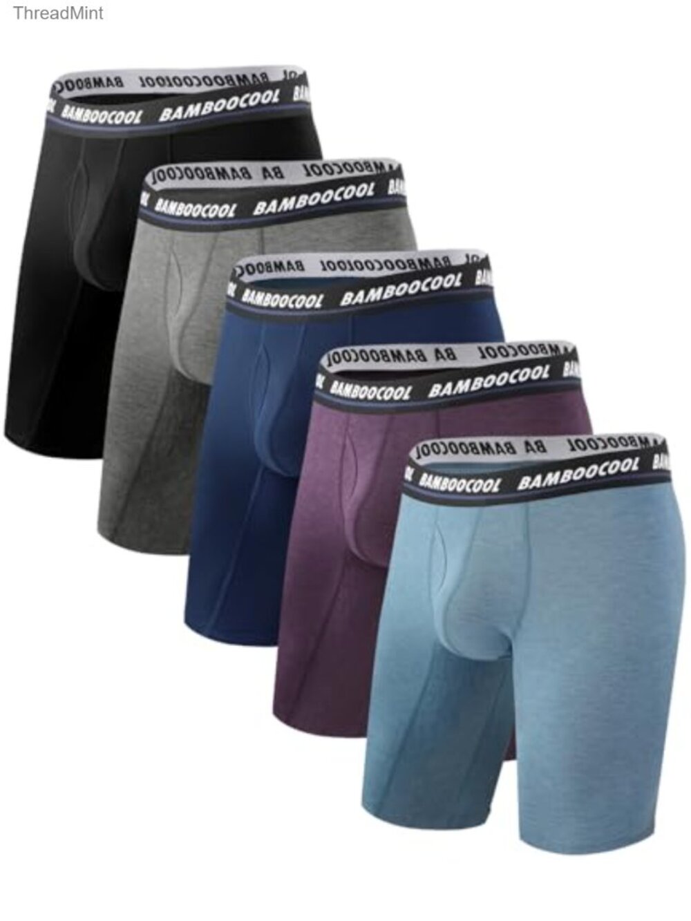 Mens Long Leg Boxer Briefs Bamboo Viscose Fly MultiPack